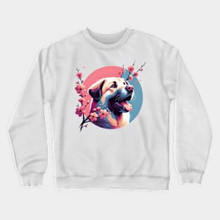 Kuvasz Enjoys Spring's Cherry Blossoms Elegance Crewneck Sweatshirt